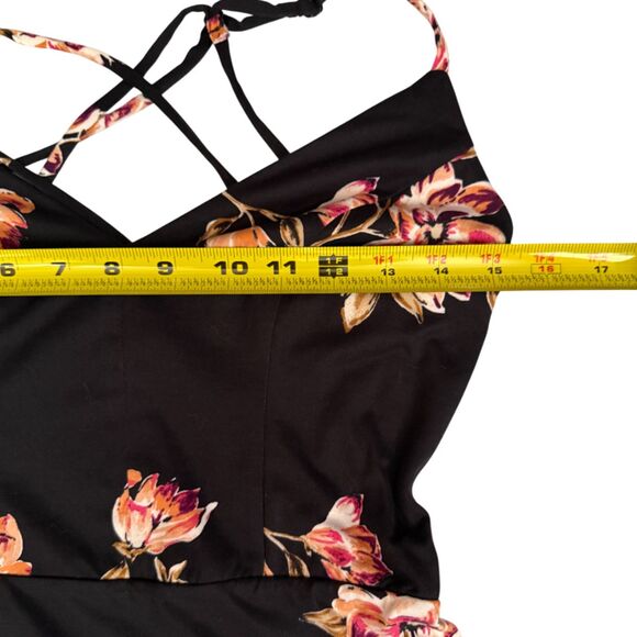 Nine Britton Black Floral Criss Cross Back Maxi Dress Size S - Picture 11 of 13
